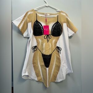 HEAT Women's Black and Gold Graphic Dress